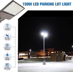 150W LED Parking Lot Light with Photocell, Outdoor Commercial Shoebox Pole Light