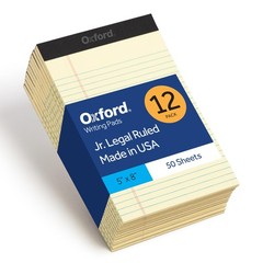 Legal Pads, 12 Pack, Note Pads, 50 Jr. Legal Ruled 5″ x 8″ Sheets, Canary Yel…