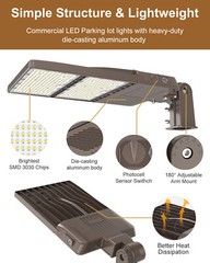 320 Watt LED Parking Lot Lights Dusk To Dawn Commercial Shoebox Light AC100-277V