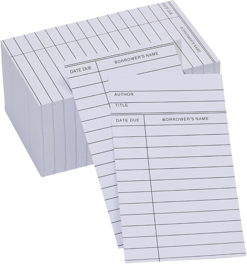 100 Count Library Cards, Checkout Catalog Book Card,Library Checkout Index Cards