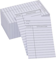 100 Count Library Cards, Checkout Catalog Book Card,Library Checkout Index Cards