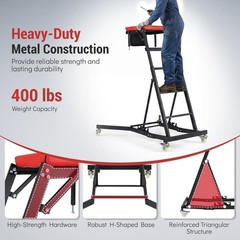 Foldable Topside Engine Creeper 42″-69″ Adjustable 400LBS Black Red