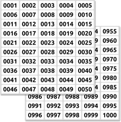 1-1000 Consecutive Number Inventory Labels Stickers Sheets, 1.5″ X 0.75″