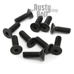 M2.5 x 8mm, Socket Flat Head Screws, 10.9 Steel, Black, Countersunk