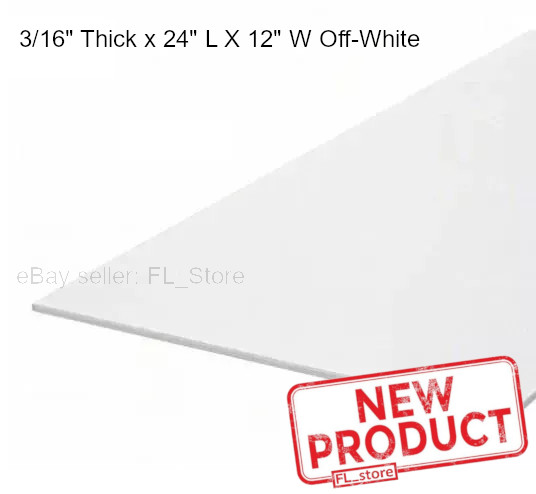 HDPE Plastic Sheet Polyethylene 3/16″ Thick x 24 in L X 12 Inch W Off-White NEW