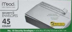 6 Mead 75026 #10 4 1/8 X 9 1/2 Press-it Seal-it 45 count white envelope free trk