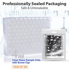 Set of 100 4ml/10ml Glass Vials with Screw Caps Clear Liquid Sample Vial Bottle