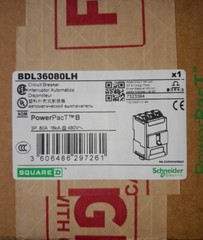 1 NEW SQUARE D 3 POLE 80AMP 480 V. FEEDTHROUGH LUGS CAT # BDL36080LH
