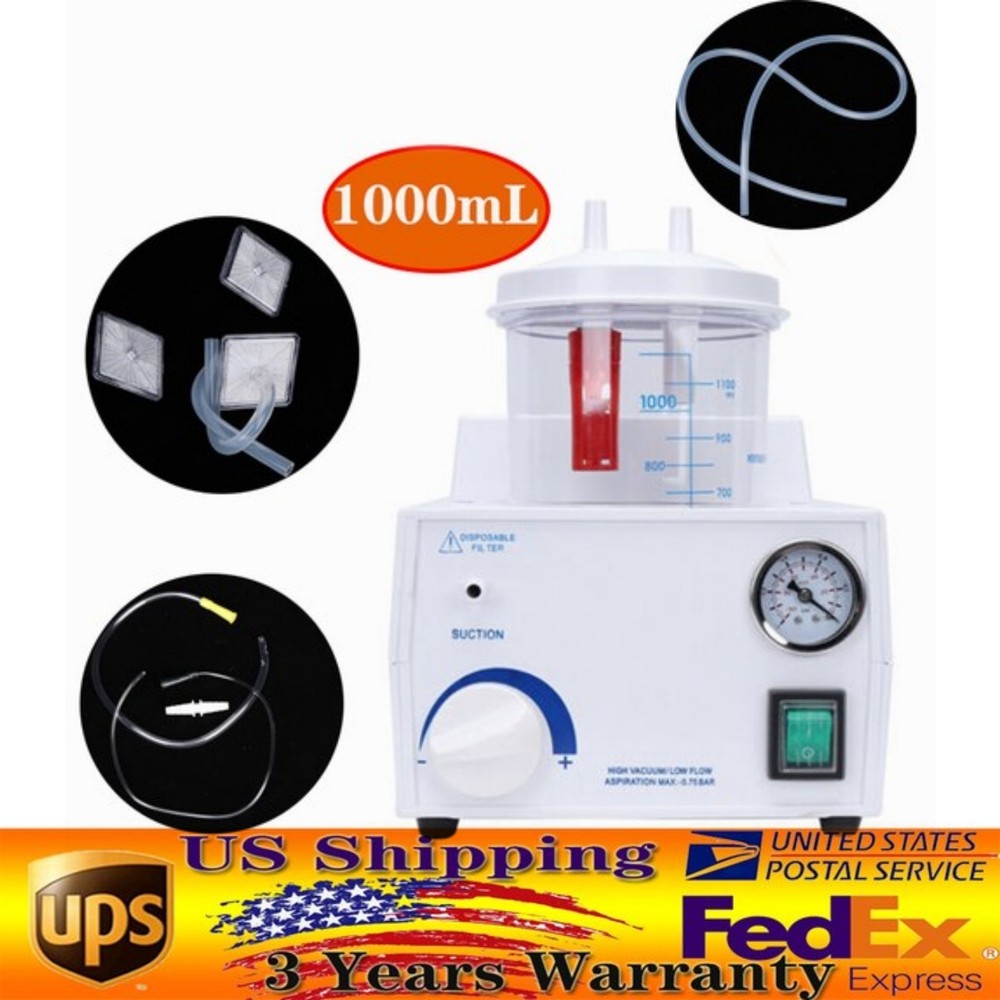 1000mL Portable Phlegm Suction Unit Emergency Medical Vacuum Aspirator Machine