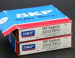 One (1) SKF 22212 EK/C3 Spherical Roller Bearing 60MM ID England NEW
