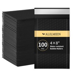 Alilmein 4×8″ Inch Bubble Mailers 100 Pack Small 4*7 100pc, black