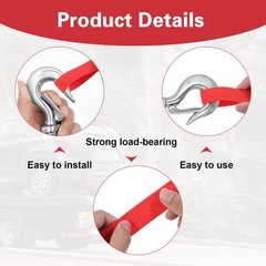 10 Pcs Red Winch Hook Pull Straps 11 Inch Nylon Strap 1 Inch Wide Tow Handle