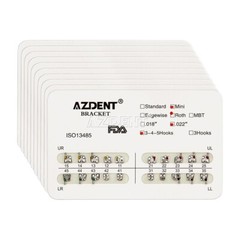 10X AZDENT Dental Orthodontic Metal Brackets Braces Mini Roth 022 Hooks 3-4-5