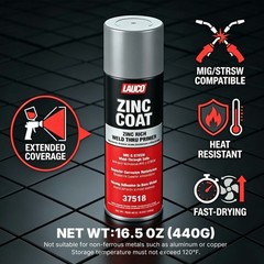 LAUCO Zinc Coat Weld-Thru Primer 15.5 oz, Pack of 6, Zinc Rich Spray for Welding