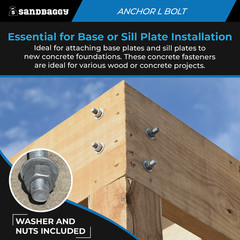 Sandbaggy 1″ x 24″ Threaded Concrete Anchor L-Bolts – Hot Dipped Galvanized