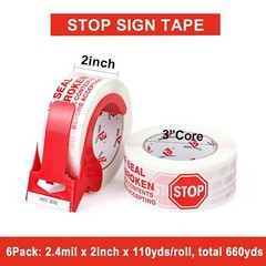 Stop Sign Sealing Tape White Pre-Printed Heavy Duty 2 Inch x 110 Yards 1 PCS