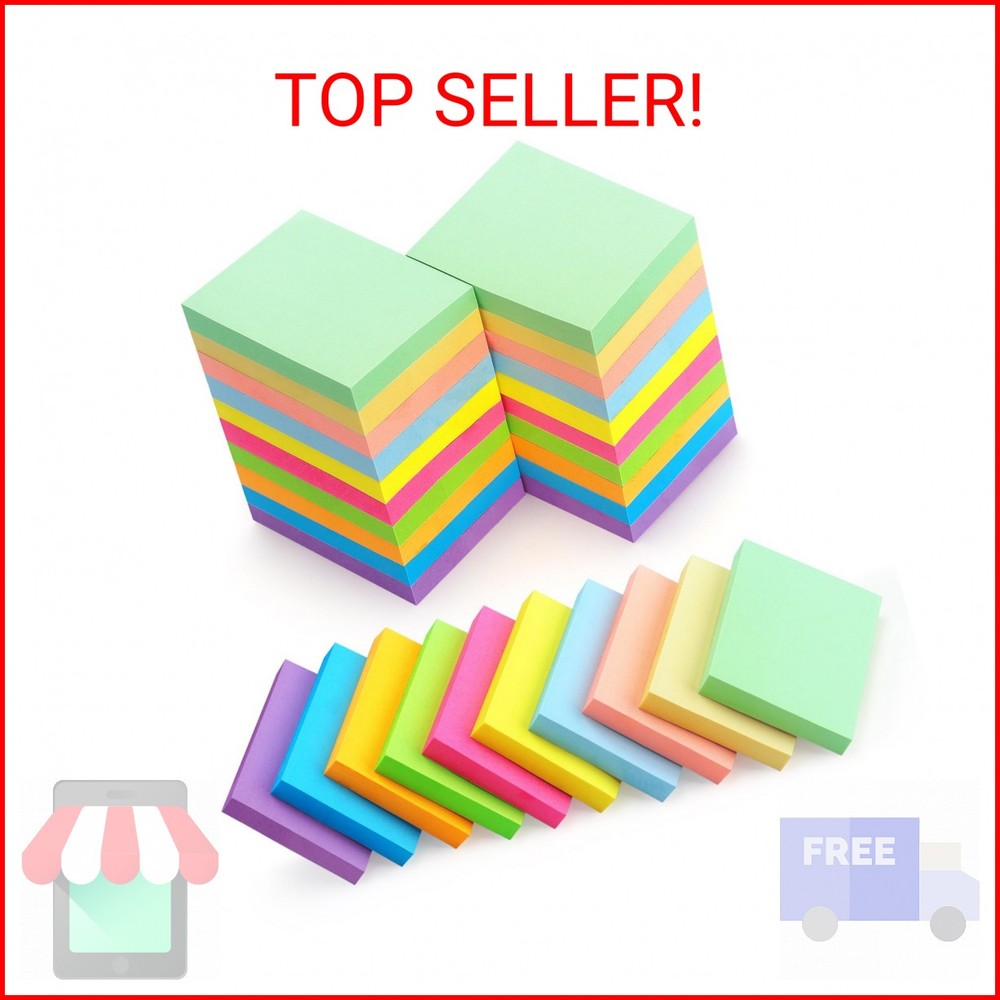 30 Pads Sticky Notes 1.5×2 Self-Stick Notes 10 Bright Multi Colors Sticky Notes