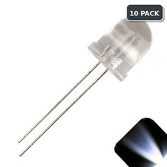 10 x LED 10mm Cool White Ultra Bright Water Clear Round Top LEDs Light RC Car