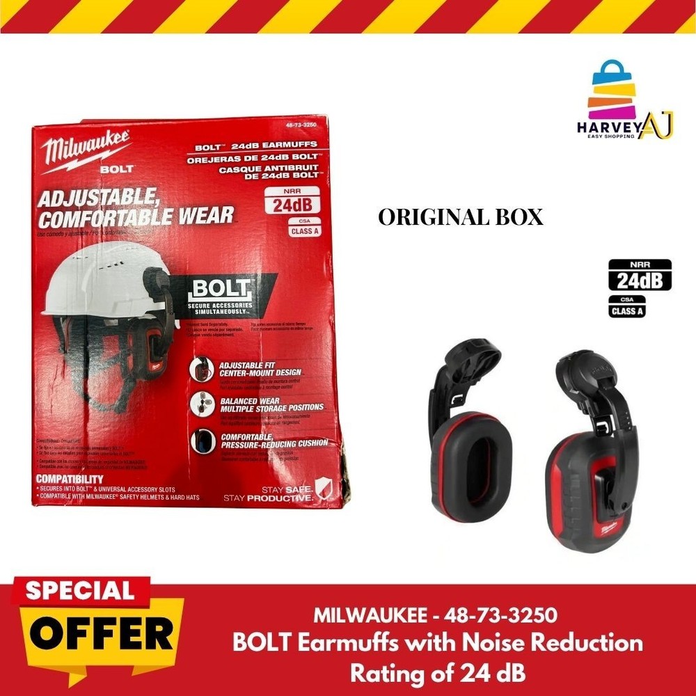 Milwaukee- 48-73-3250- Bolt Earmuffs with Noise Reduction Rating of 24 dB