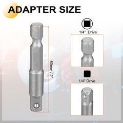 1/4″ Drive 9mm Deep 6-Point Impact Socket 2″ + 1/4″ Hex Shank Adapter 2″