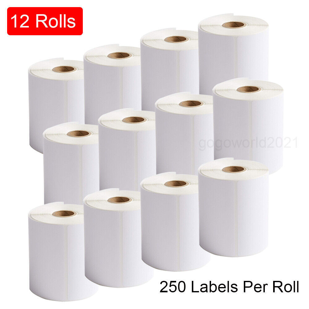 12 Rolls- 4×6 250/Roll Direct Thermal Shipping Labels For Zebra & Rollo Printer