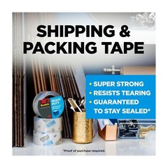 Scotch Heavy Duty Shipping Tape, 6 Rolls/Pack, 1.88″ x 54.6 yds, Clear (38506)..