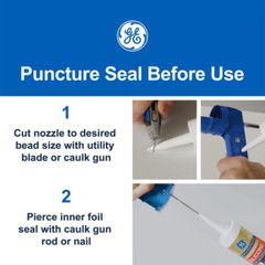 GE Advanced Silicone Caulk for Kitchen & Bathroom – 100% Waterproof Silicone Sea