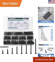 Complete 224-Piece Wood Screw Set – 8 Sizes, Perfect for Cabinets & Furniture