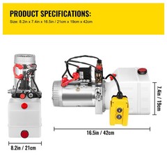VEVOR 3 Quart 12V KTI Double Acting Hydraulic Pump with Manual Override