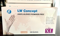 LW Concept Disposable Clear Vinyl Gloves XL 100/box Powder Free Lot of 4
