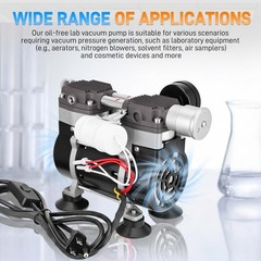 Lab Vacuum Pump Oilless Vacuum Pump 180W 50L/Min w/ Pressure Gauge,Silencer