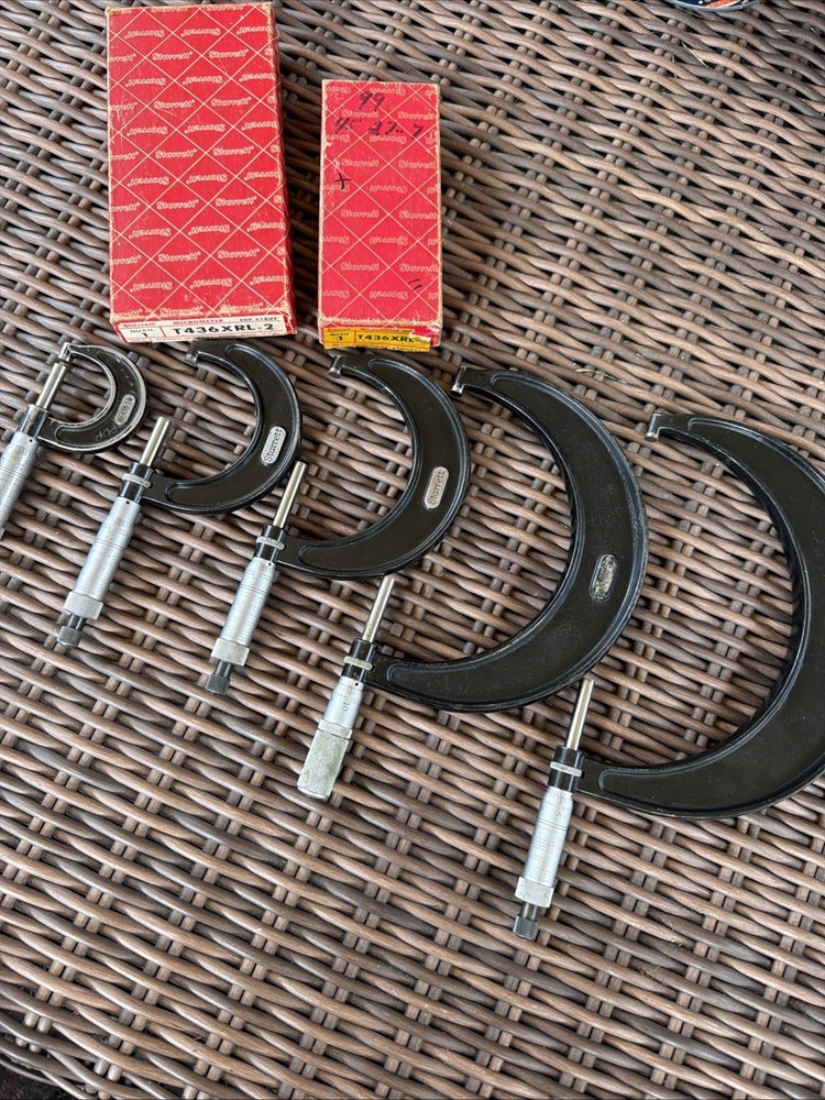 STARRETT Outside Micrometer Set of 5 No. 436 0-1, 1-2, 2-3, 4-5, 5-6 5 Piece Set
