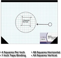 TOP Sturdy Graph Desk Pad (Pack of 1) Quad Grid, 22″x17″, 1/4 50 Sheets Per Pad