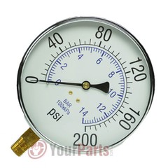 Large 4.5″ 200 PSI Air Compressor Tank Pressure Gauge 1/4″ Male NPT Threads