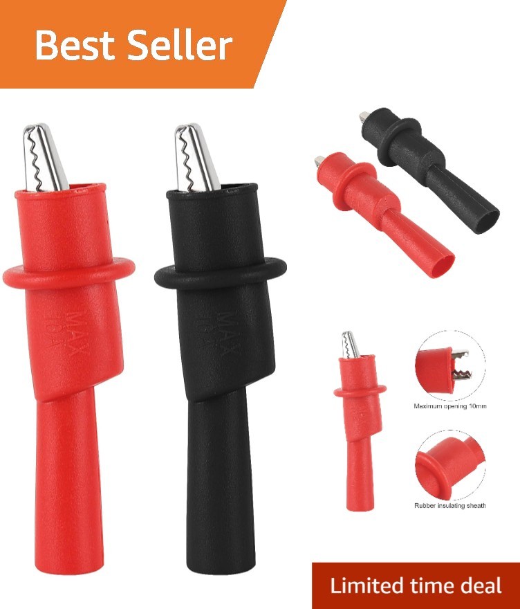 Insulated Alligator Clips for Multimeters – Rustproof 2-Piece Set with 10mm Grip