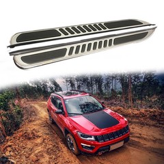 2Pcs Aluminum Running Boards Side Steps with Brackets for Jeep Compass 2017-2025