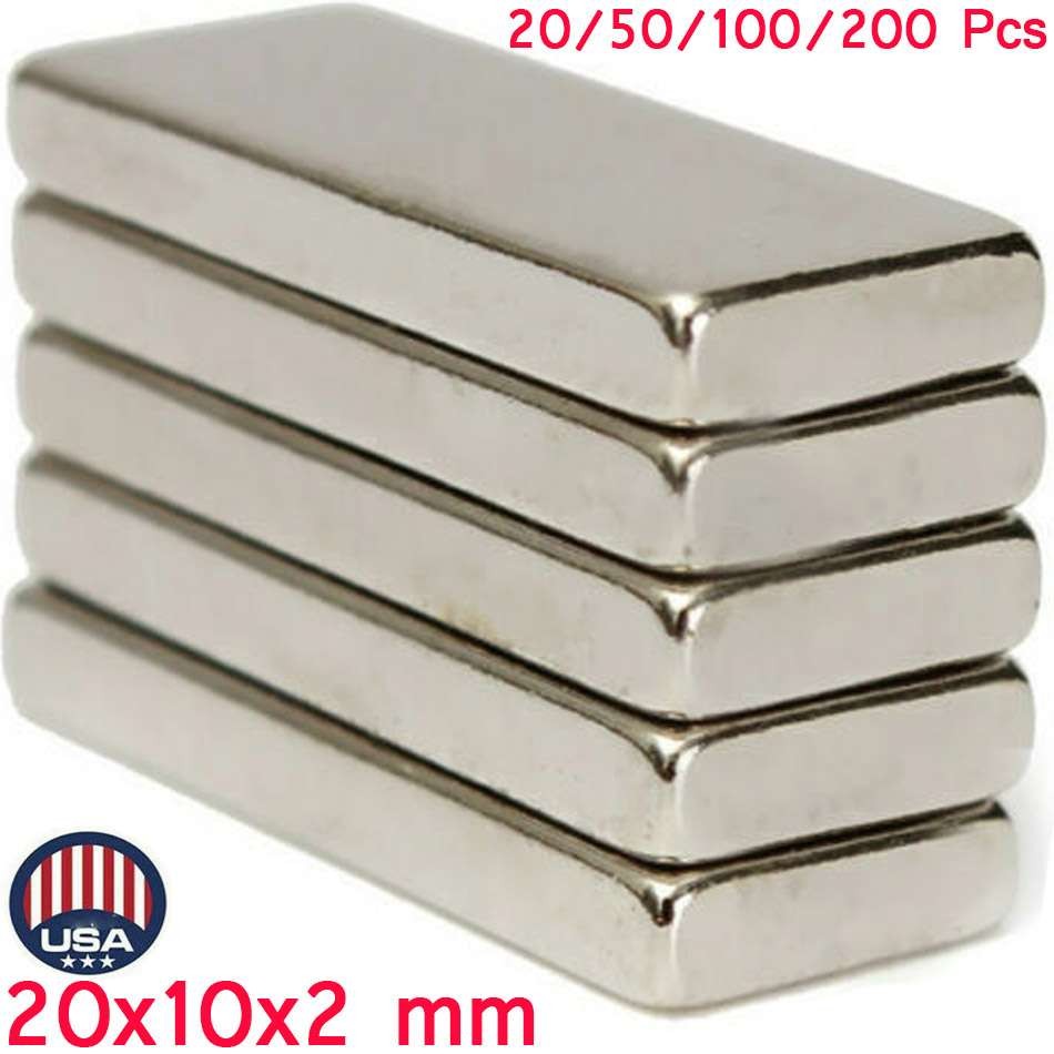 30-200Pcs Strong Block Fridge Magnet Square Rare Earth Neodymium 20x10x2mm N52