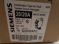 Siemens 10 Pack 20/20A Combination Arc Fault Tandem Circuit Interrupter Q2020AFC