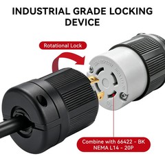 20A 125/250V L14-20P Generator Plug – Heavy Duty Twist Lock NEMA Connector