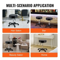 400lb Adjustable 18.1-23.8in Swivel Wheels Stool Black