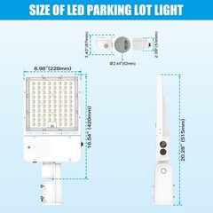LED Parking Lot Light 150W/120W/90W Adjustable 3CCT 3000K/4000K/5000K, Dimmable
