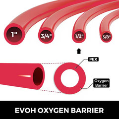Oxygen Barrier PEX Tubing-1/2 In. X 500 Ft. Tube Coil-Evoh PEX-B Pipe for Radian