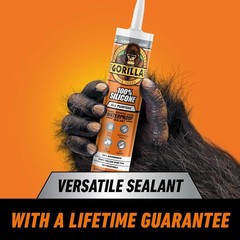 Gorilla 100% Silicone Waterproof Caulk 10 oz, Clear All-Purpose Sealant Glue