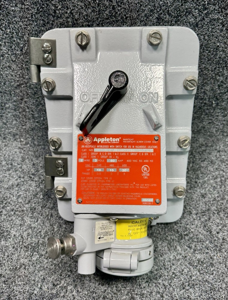 Appleton Electric JBR6023-150 Hazardous Location Switched Receptacle 2W 3P 60A