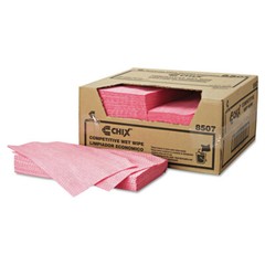 Chix 8507 11.5 in. x 24 in. Wet Wipes – White/Pink (200/Carton) New