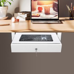 Under Desk Pull-out Drawer Storage Tray with Lock for Desk Organization Office