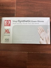 SunnyCare Blue Vinyl Synthetic Exam Gloves, Latex Free, Size XL