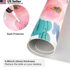 Colorful Star Large Mouse Pad, 31.5L x 15.7W inches, Watercolor Pink Flower