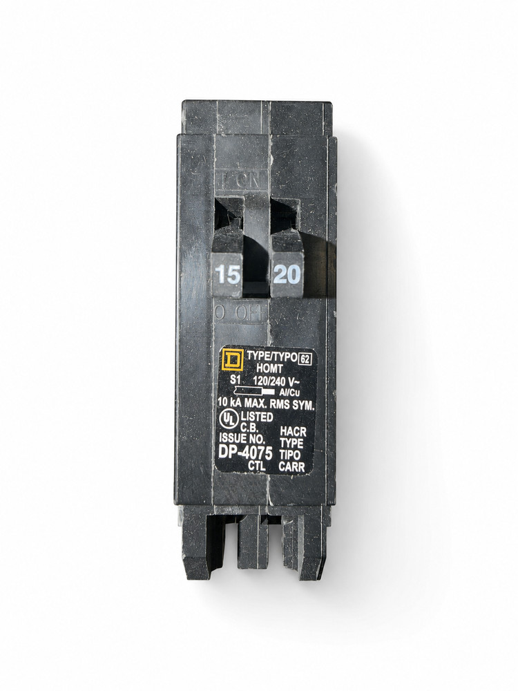 Square D HOMT1520 Tandem Circuit Breaker 15/20 Amp Homeline 120/240V