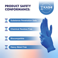 Kashi Scientific Medical Exam Nitrile Gloves, Powder & Latex Free – XS/S/M/L/XL